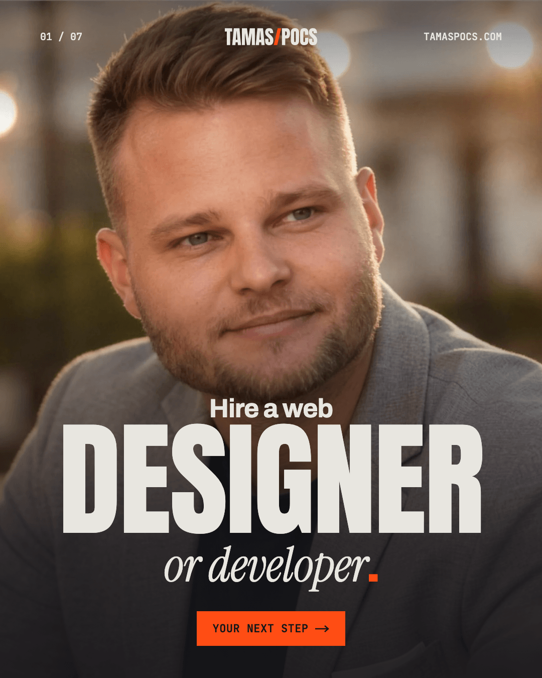 Slide 1 of 7, Hire a Web Designer or Developer: cover, how to hire a web designer or developer