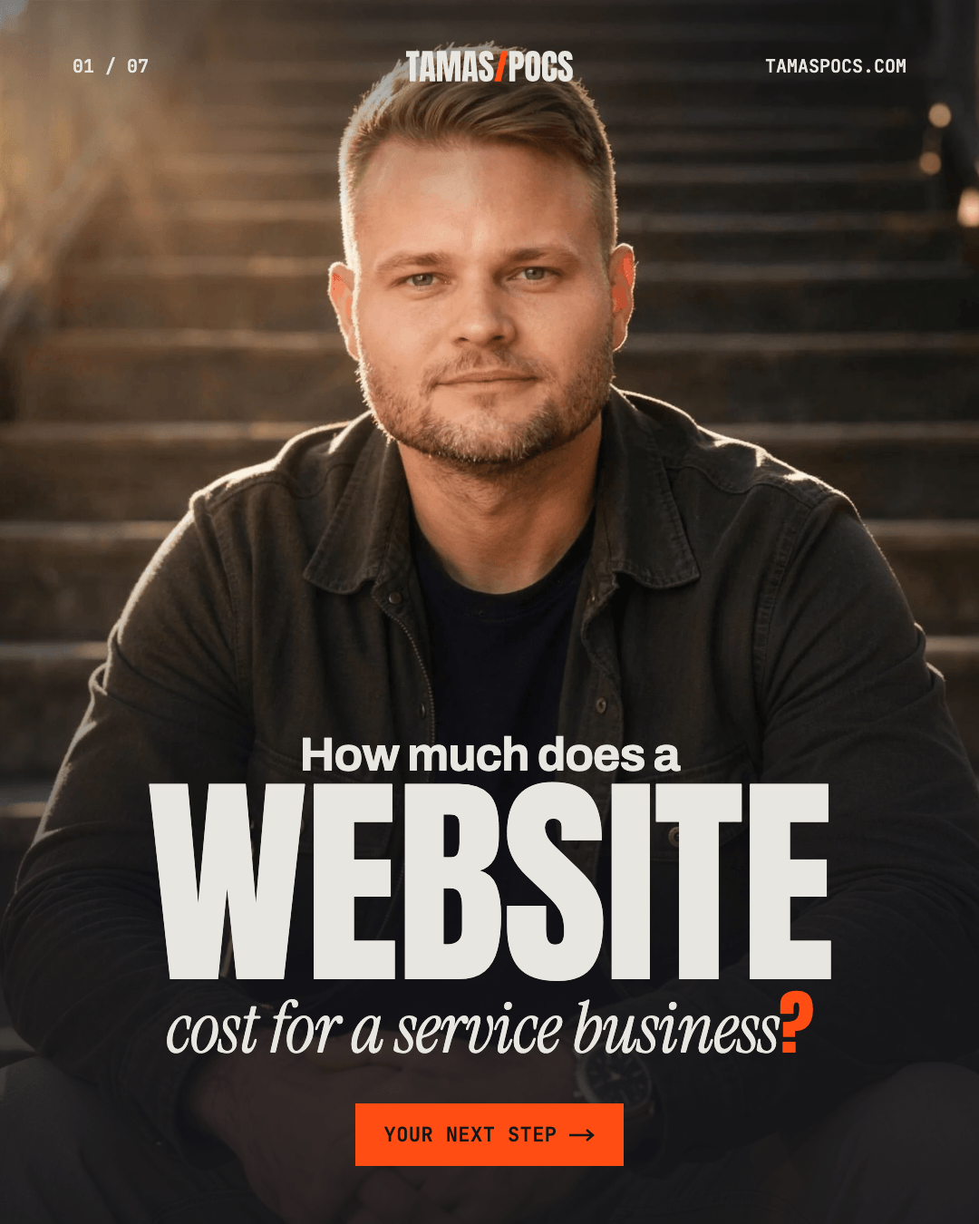 Slide 1 of 7, How Much Does a Website Cost: cover, how much a website costs for a service business