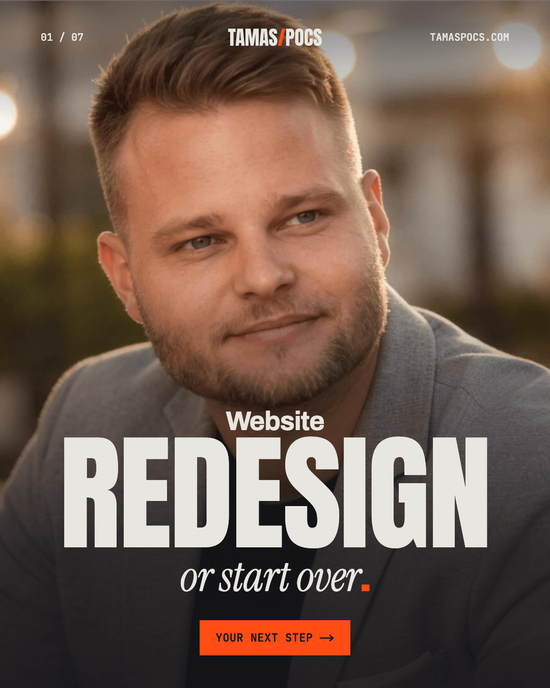 Slide 1 of 7, Website Redesign or Start Over: cover, website redesign or start over