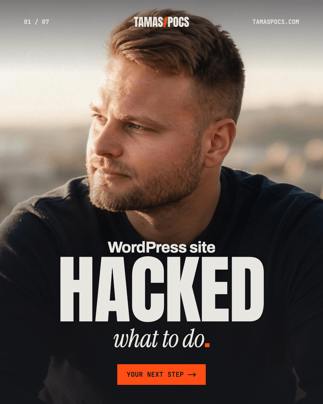 Slide 1 of 7, WordPress Site Hacked: cover, what to do when your WordPress site is hacked