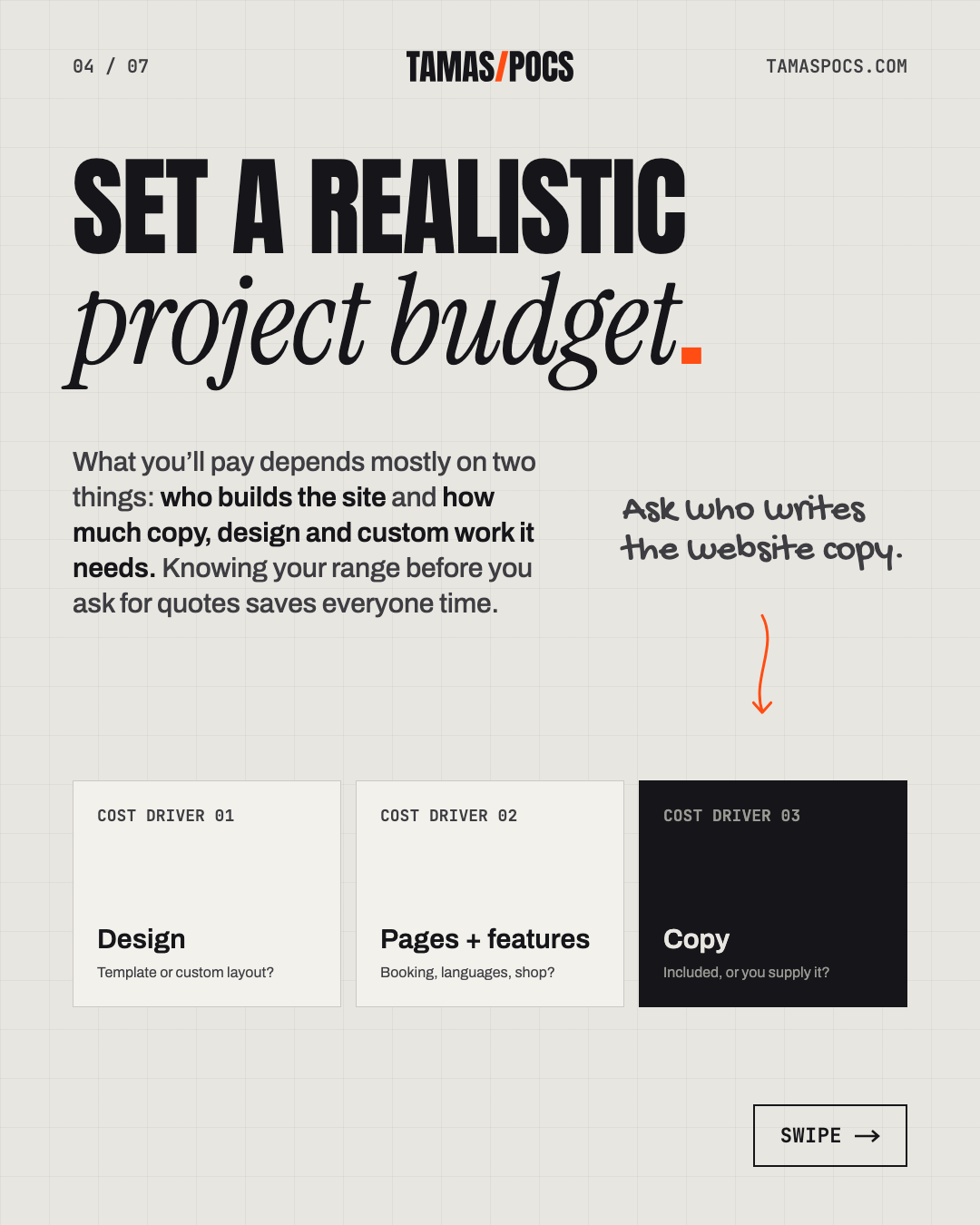 Slide 4 of 7, How to Get a Website: set a realistic project budget