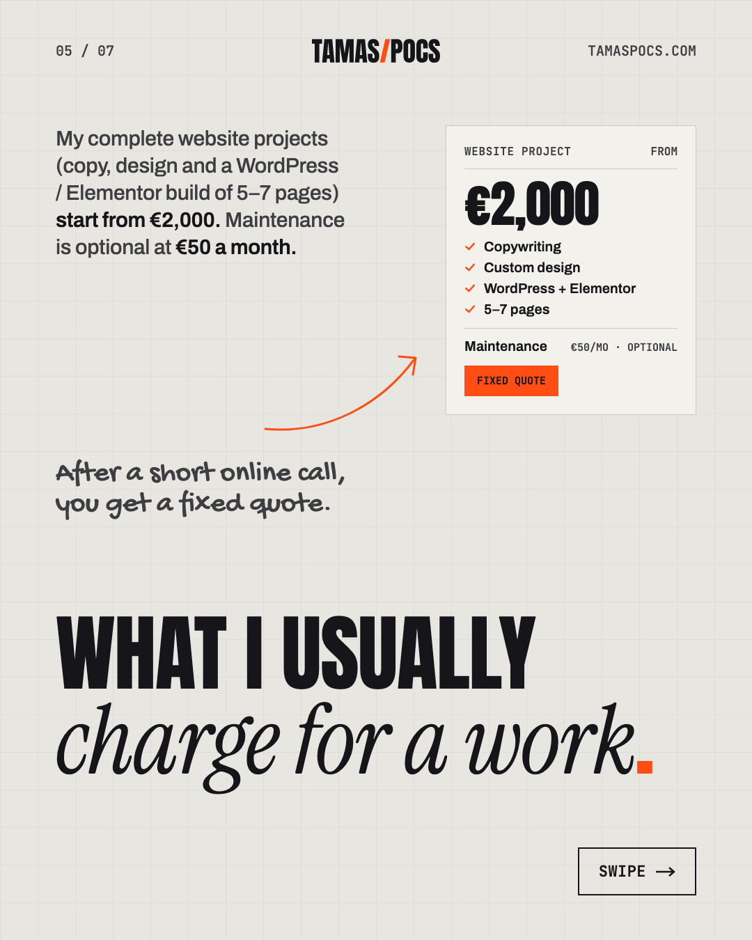 Slide 5 of 7, How Much Does a Website Cost: my website projects start from €2,000