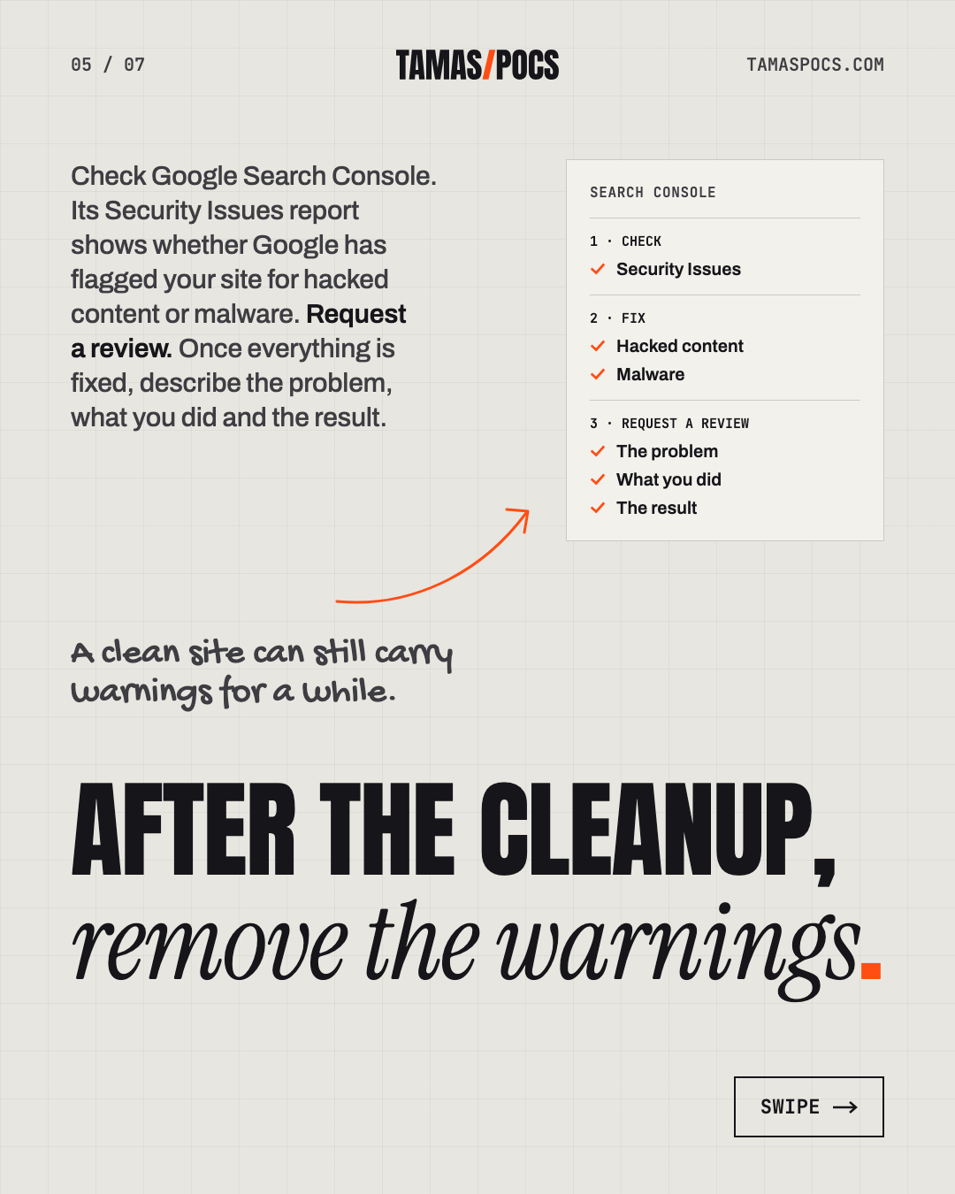 Slide 5 of 7, WordPress Site Hacked: check Google Search Console