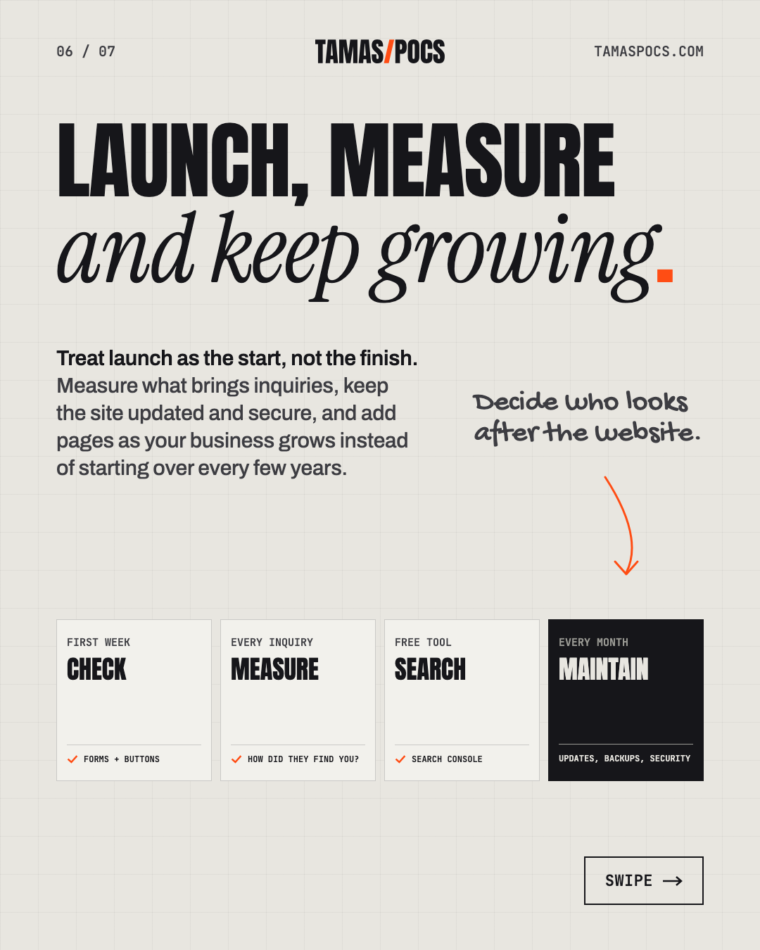Slide 6 of 7, How to Get a Website: launch, measure and keep growing