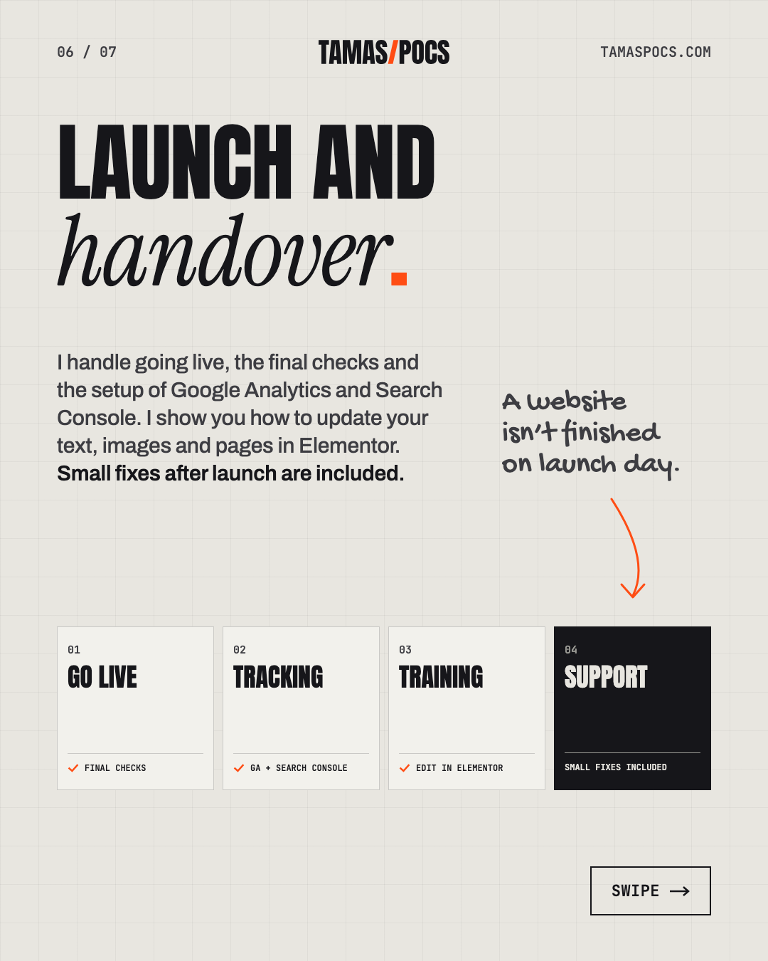 Slide 6 of 7, My Website Design Process: launch and handover