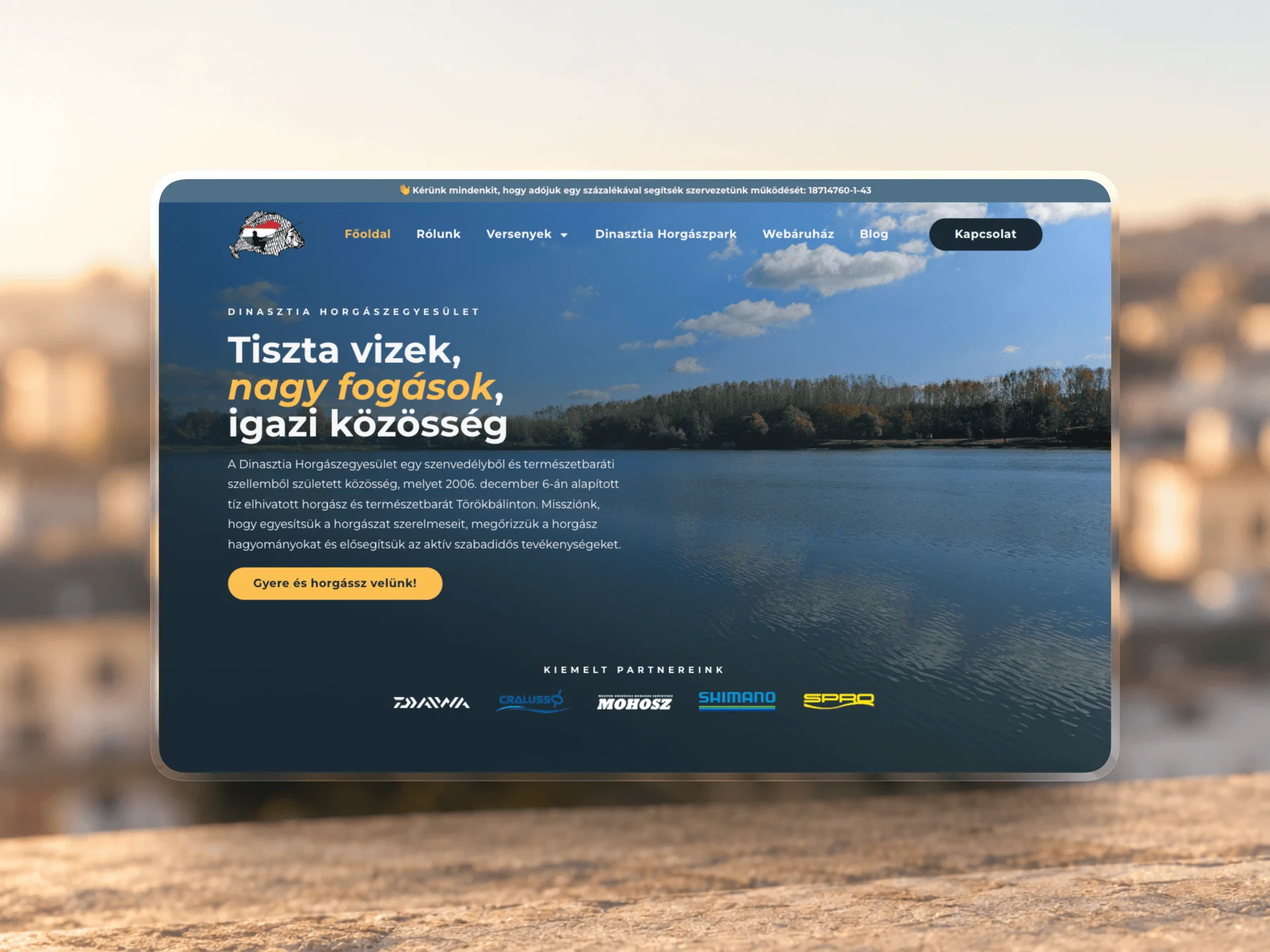 Website for Dinasztia Horgászegyesület designed and built by Tamas Pocs