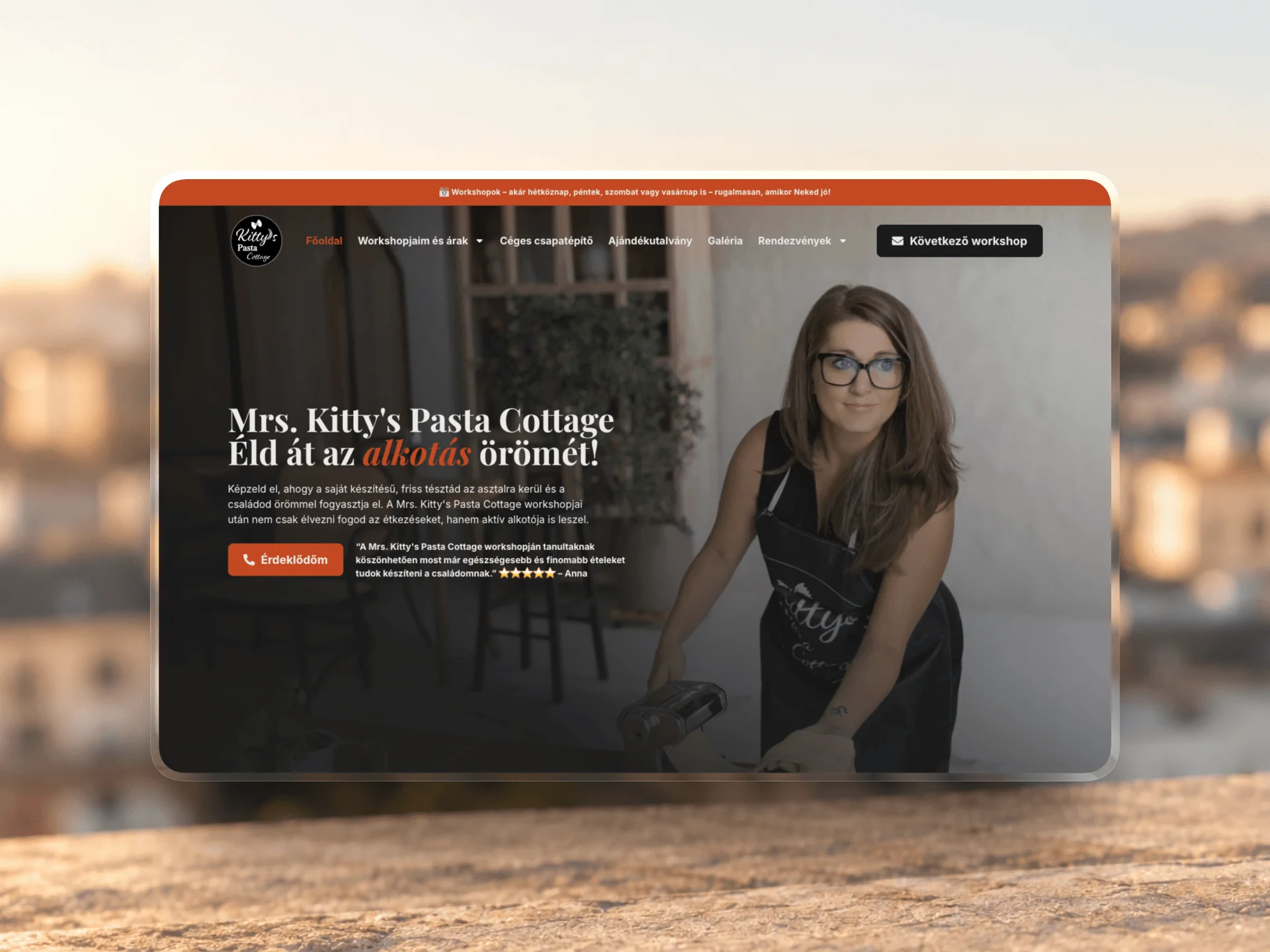 Website for Mrs. Kitty's Pasta Cottage designed and built by Tamas Pocs