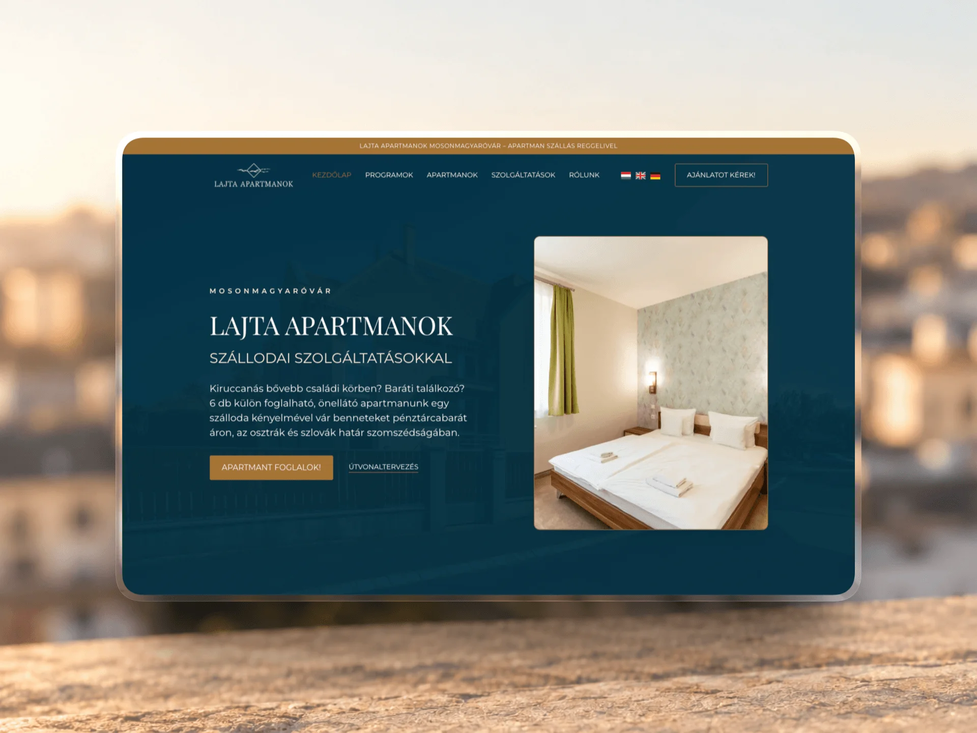 Website for Lajta Apartmanok designed and built by Tamas Pocs