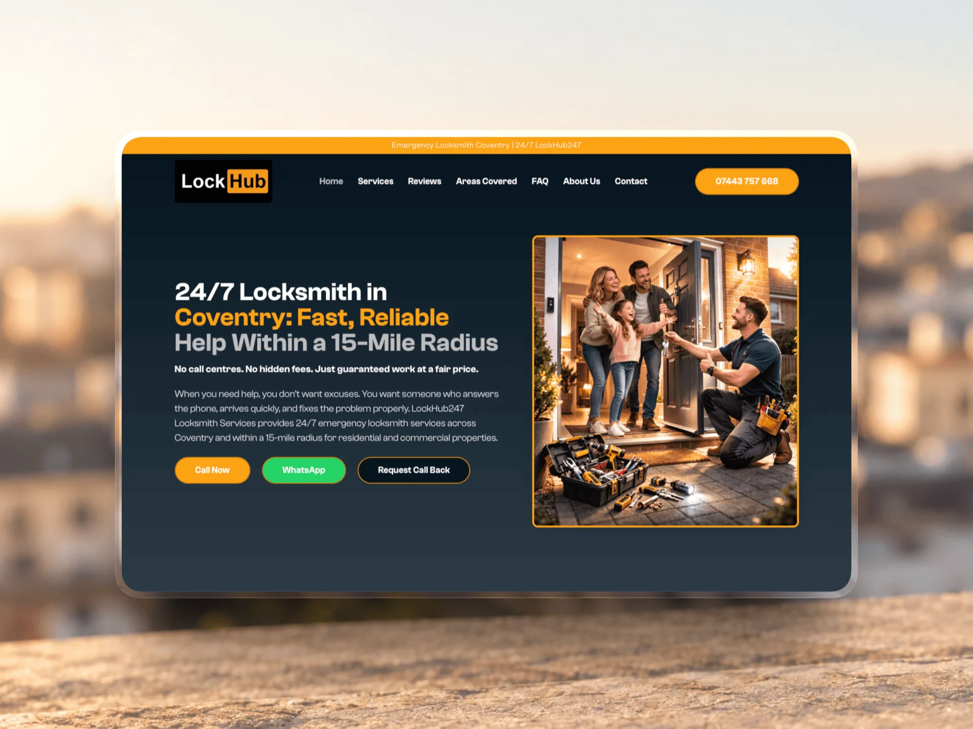 Website for LockHub247 designed and built by Tamas Pocs