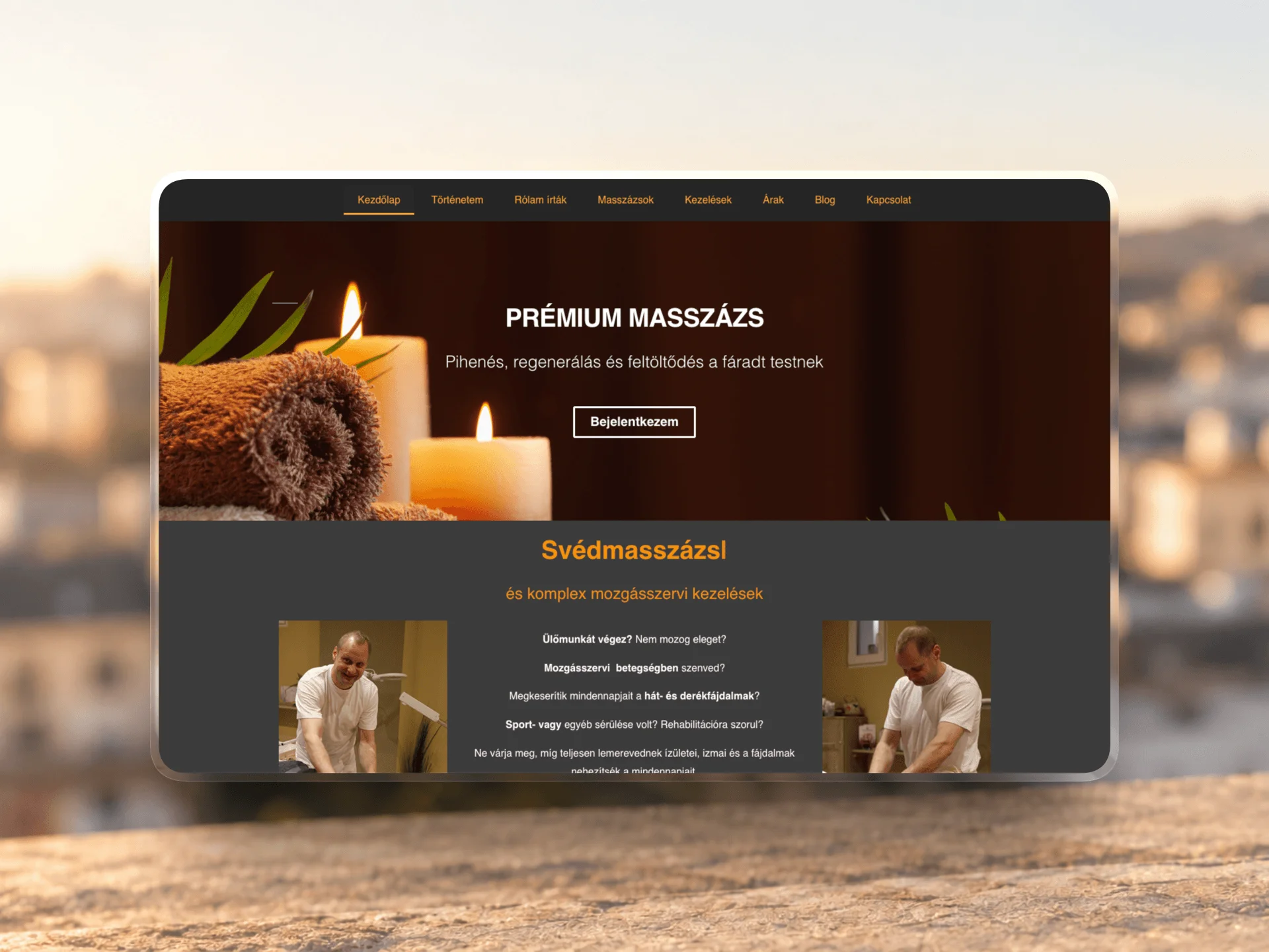 Website for Prémium Masszázs designed and built by Tamas Pocs