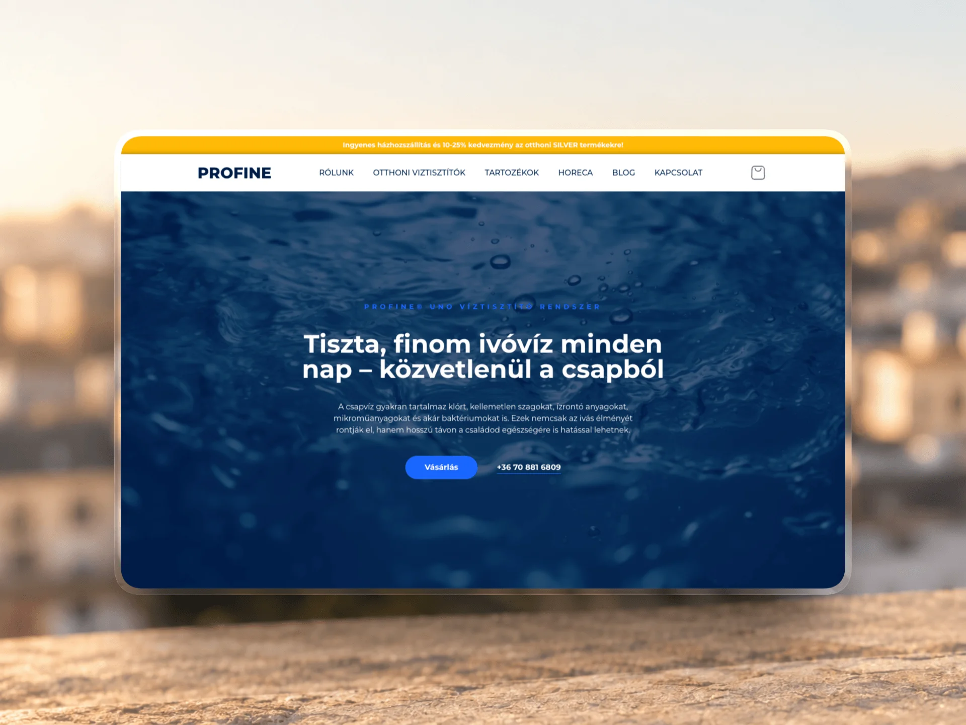 Landing page for PROFINE Magyarország designed and built by Tamas Pocs