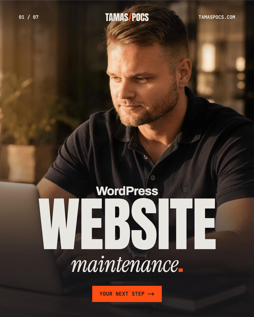 Slide 1 of 7, WordPress Website Maintenance: cover, WordPress website maintenance