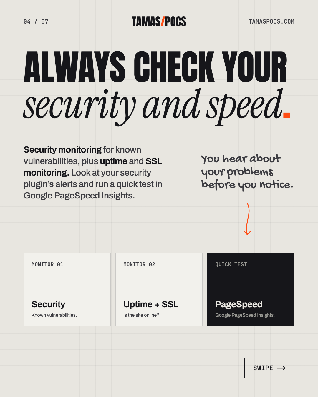 Slide 4 of 7, WordPress Website Maintenance: always check your security and speed